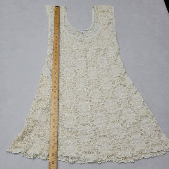 VTG Claire Pettibone Ivory Lace Mini Dress Sheer Size Small Babydoll Scoop Neck - Picture 5 of 7
